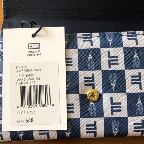 London Fog LFWS23901-Navy Lara Signature Flap Wallet 100th Year Anniversary $48 - Picture 3 of 12